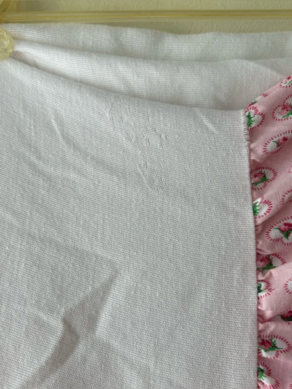 Vintage Laura Ashley Cottagecore Heart Floral Rose Ruffle Bed Skirt Pink Green